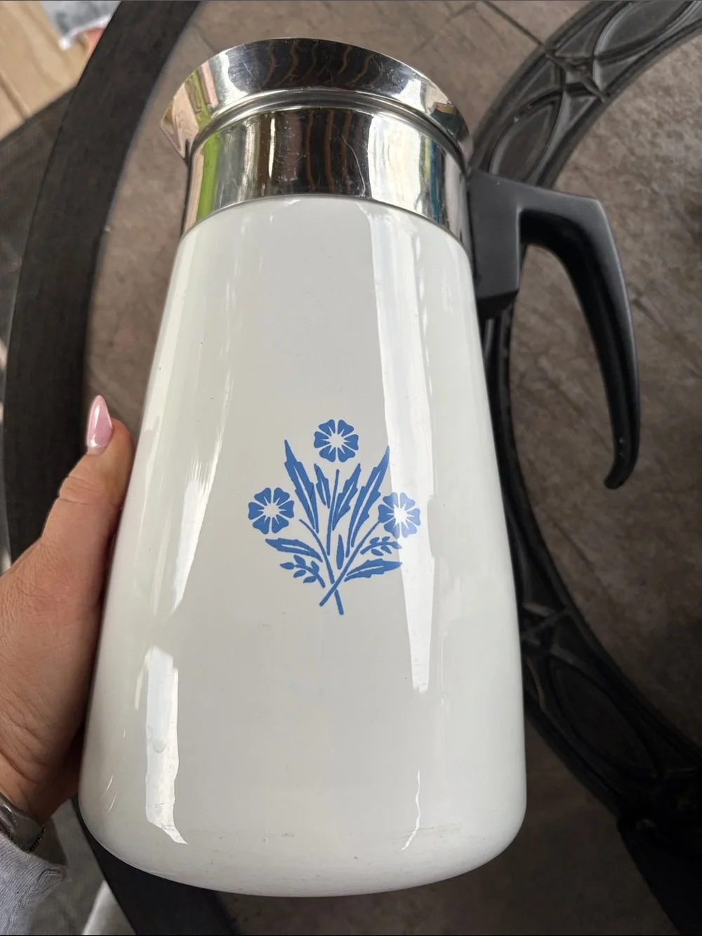 Vintage Corning Ware Blue Cornflower 9 Cup Stovetop Coffee Percolator